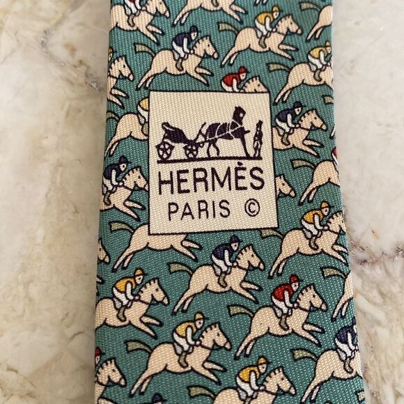Hermes Jockey 100% Silk Tie - Picture 7 of 12